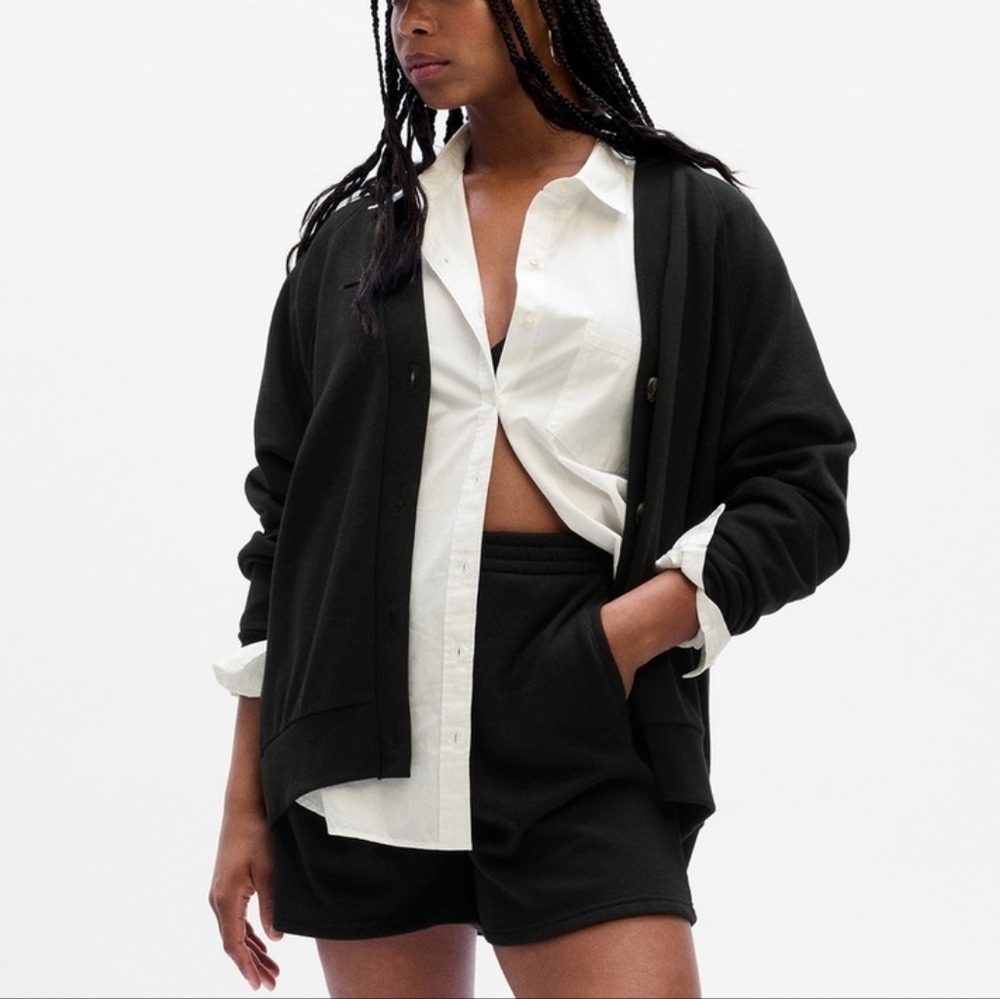 GAP Oversized Fleece Cardigan, Size Medium Tall